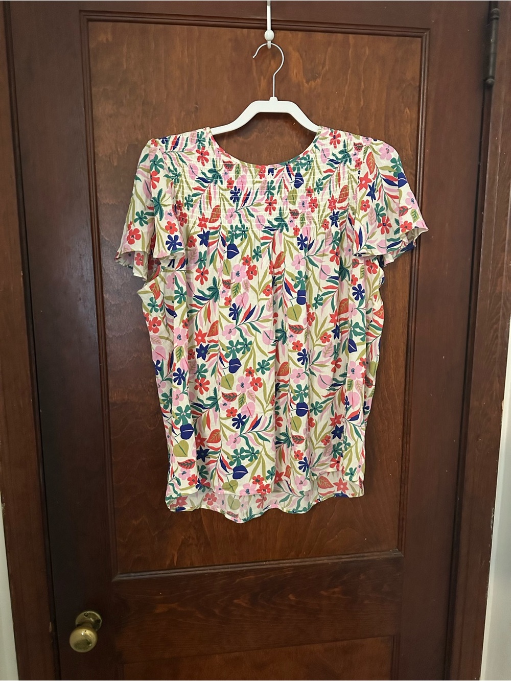 BODEN LAYLA FLORAL PRINTED SMOCKED BOHO BLOUSE SIZE 12 - Picture 2 of 5